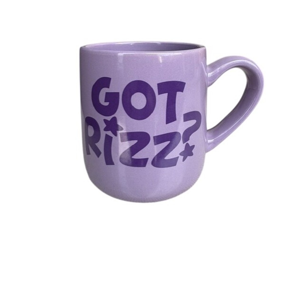 Got Rizz? Purple Ceramic Coffee Mug Lavender Gen Z Slang Graphic Cup